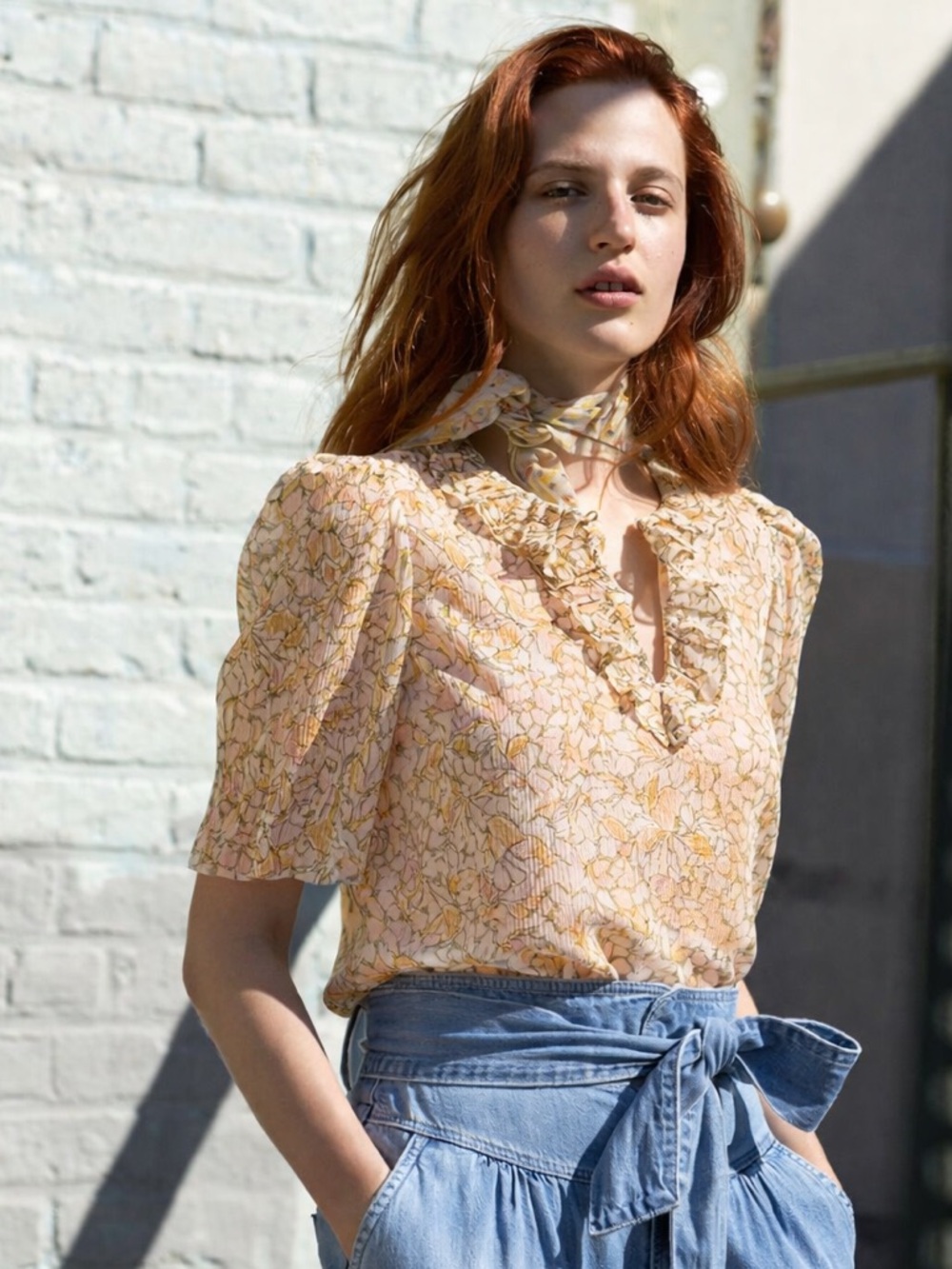 Rebecca Taylor Silk Blend Soleil Lurex Blouse x Revolve